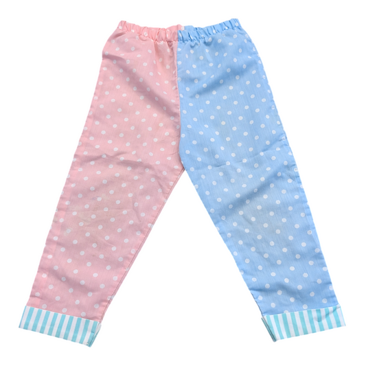 70's/80's Youth Pink and Blue polka dotted cuffed pants