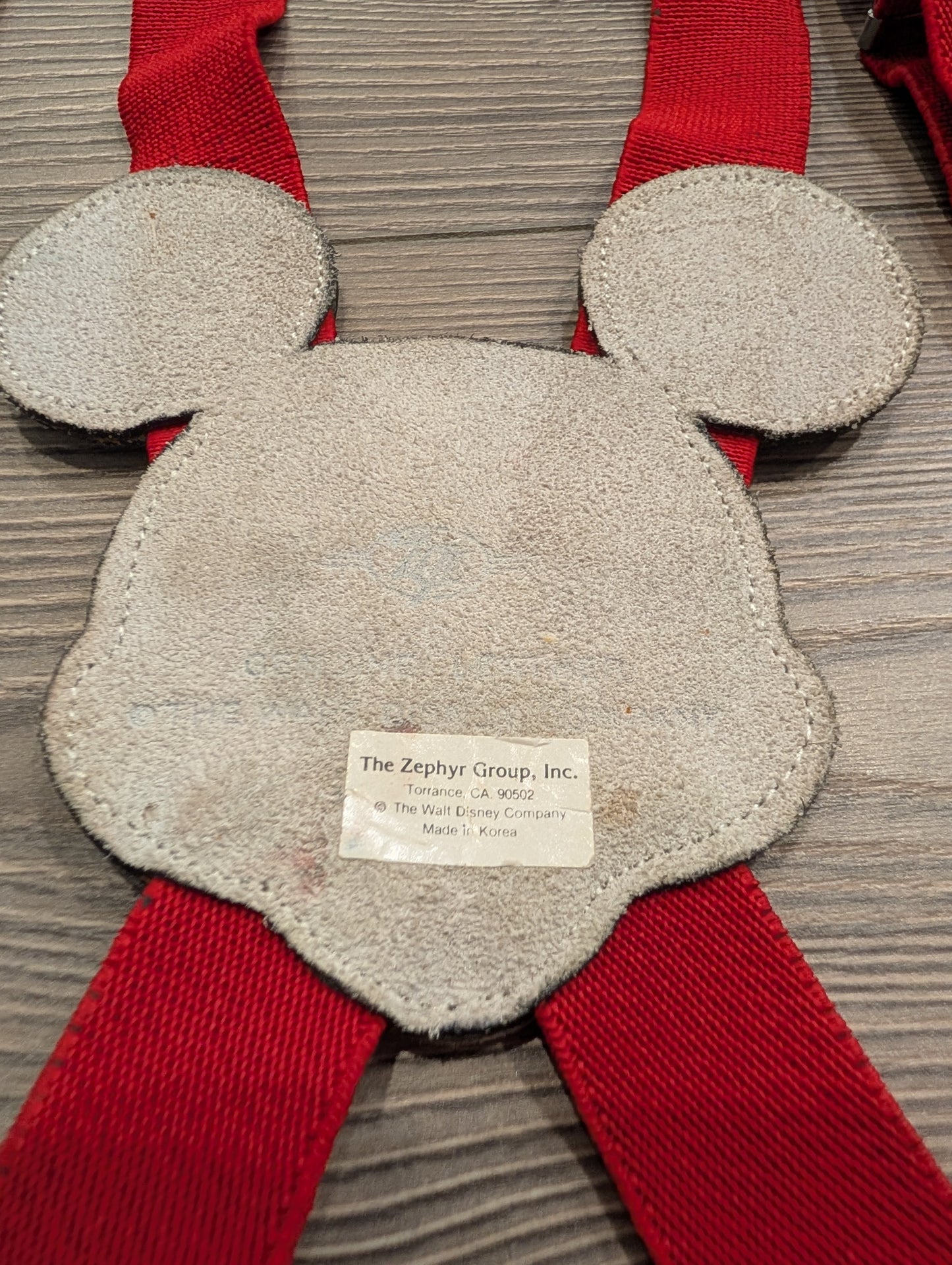 80s Youth Leather Mickey Mouse Face Suspenders