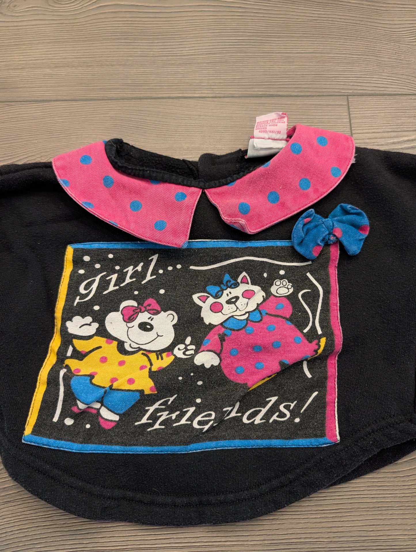 80's/90's Pink Polka Dot Denim Collared Girl Friends Sweatshirt