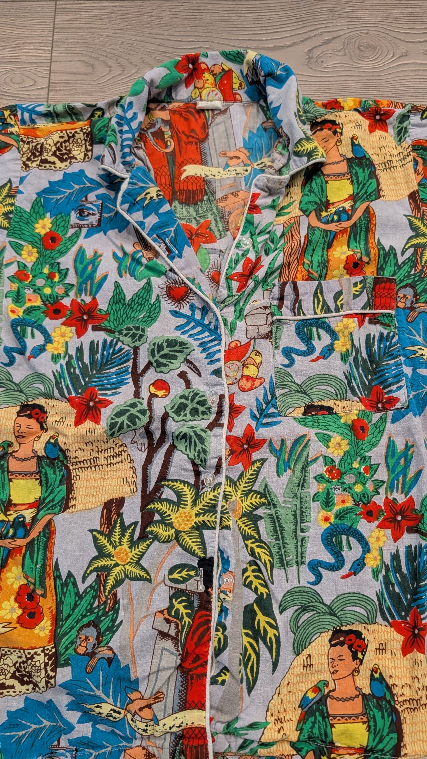 90's AOP Tropical Art Short-sleeve Button-up shirt