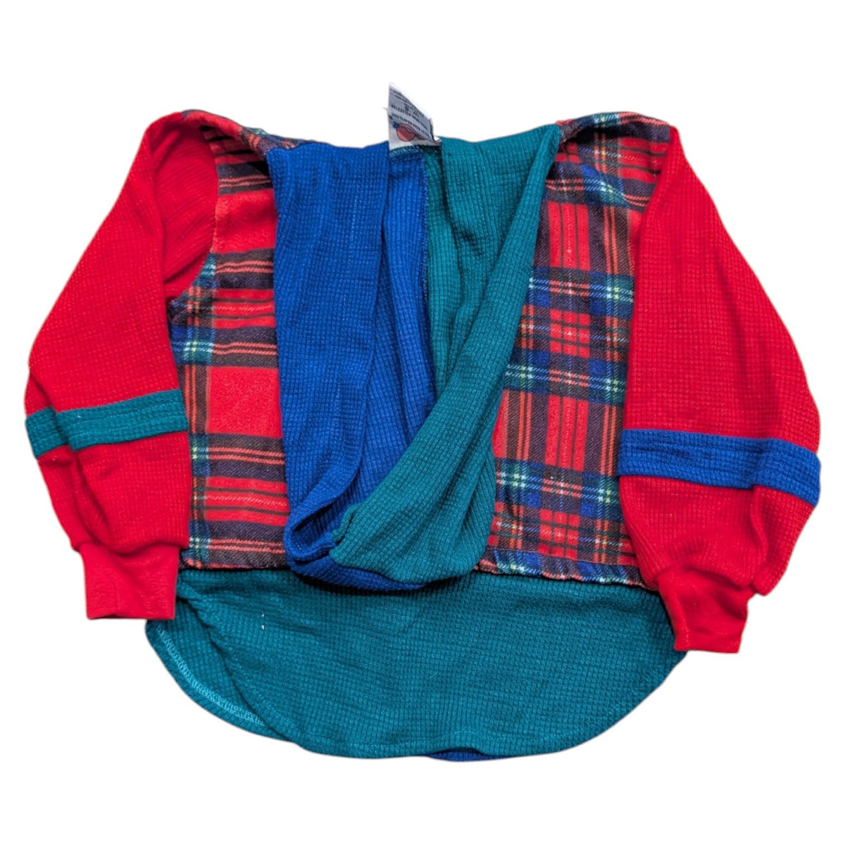 80s/90s Youth Plaid Flannel and Thermal Hooded Button-Up Shirt