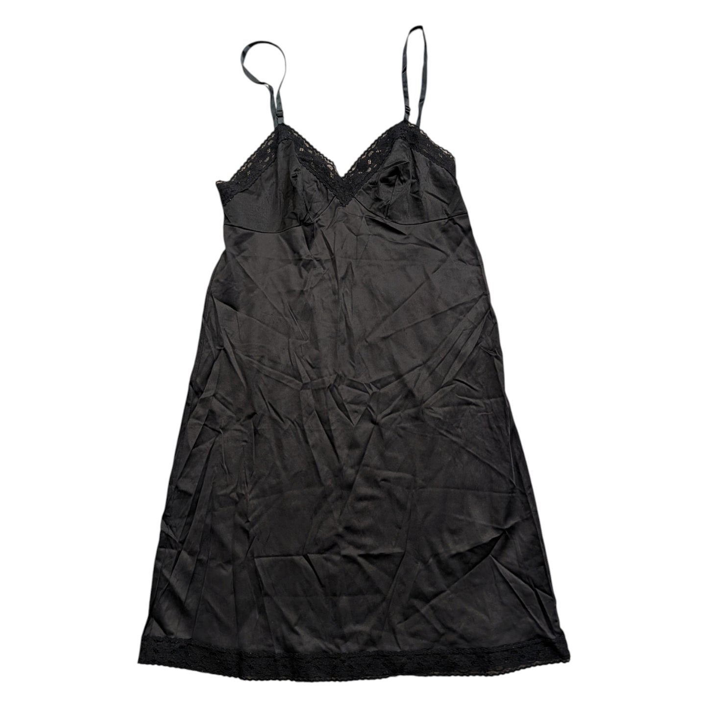 50s/60s Women's Vanity Fair Black Lace-trimmed Slip