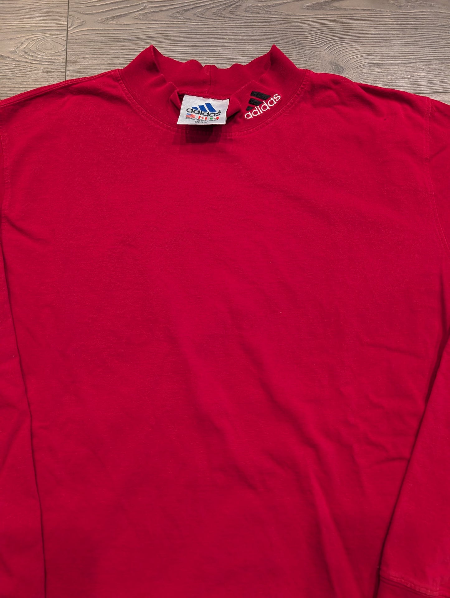 90's Red Mock Neck Adidas Longsleeve T shirt