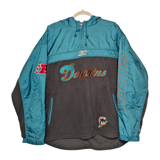 Y2K Reebok Miami Dolphins Windbreaker Fleece Hoodie