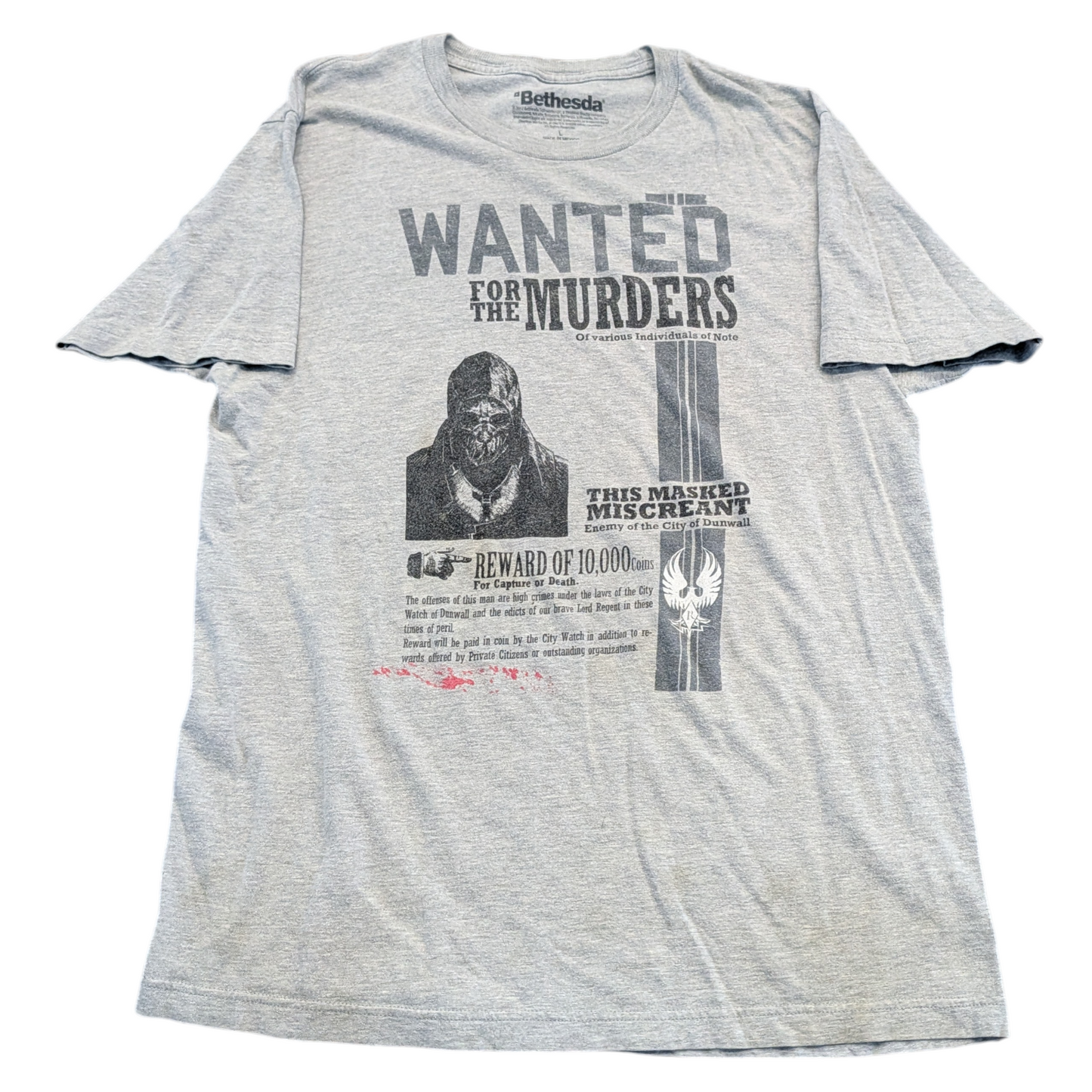 Mid 2000s Dishonored Wanted Video Game t shirt