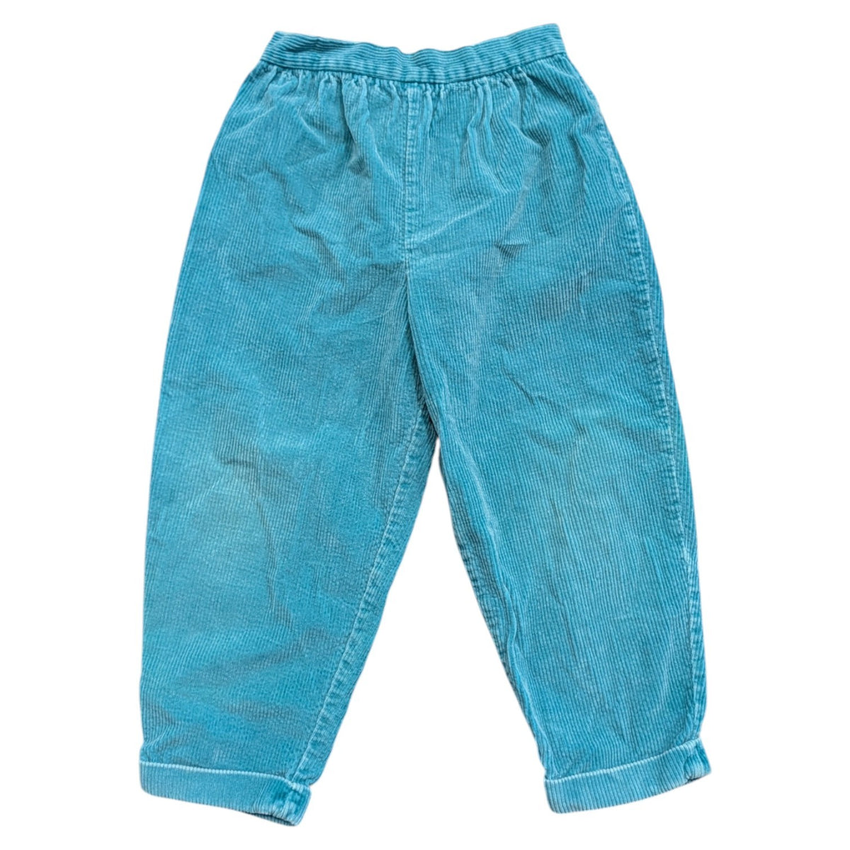 90s Youth Solid Teal Green Corduroy Pleated and Cuffed Pants